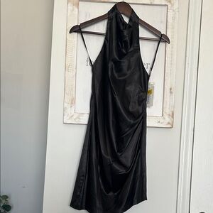 GB Girls Black Satin Backless Dress